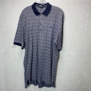 Polo Ralph Lauren Blue Plaid Pattern‎ 3/4 Button Up Short Sleeve Polo Shirt Golf